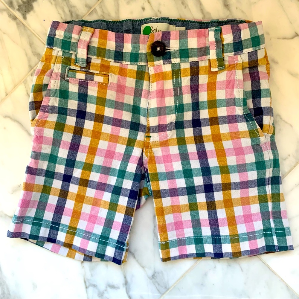 Mini Boden Plaid Chino Shorts
